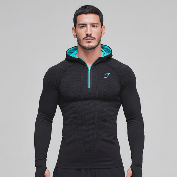 Onyx v1 Hoodie - Black/Cyan