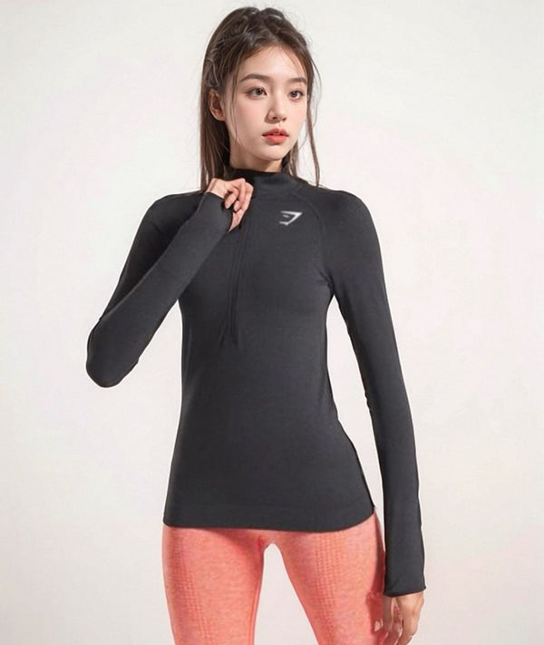 Seamless 1/2 Zip Compression Top